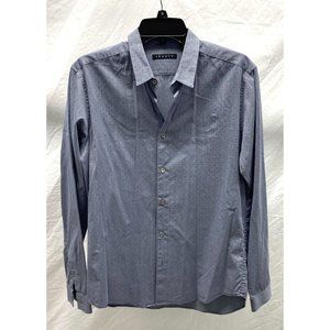 Theory Stephan Blue Polka Dot Button Front Shirt Medium